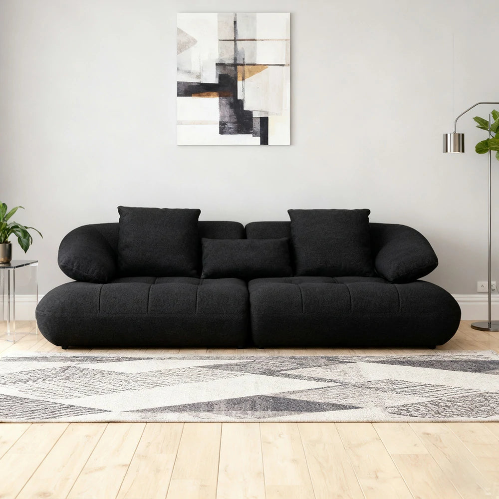 LUXORA Sofa Adjustable Seat Depth 3D Breathable Fabric Wrap-Around Comfort Design - Black