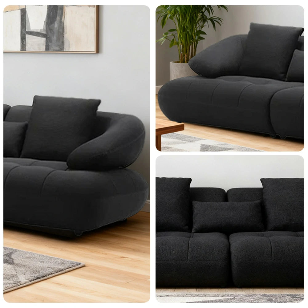 LUXORA Sofa Adjustable Seat Depth 3D Breathable Fabric Wrap-Around Comfort Design - Black