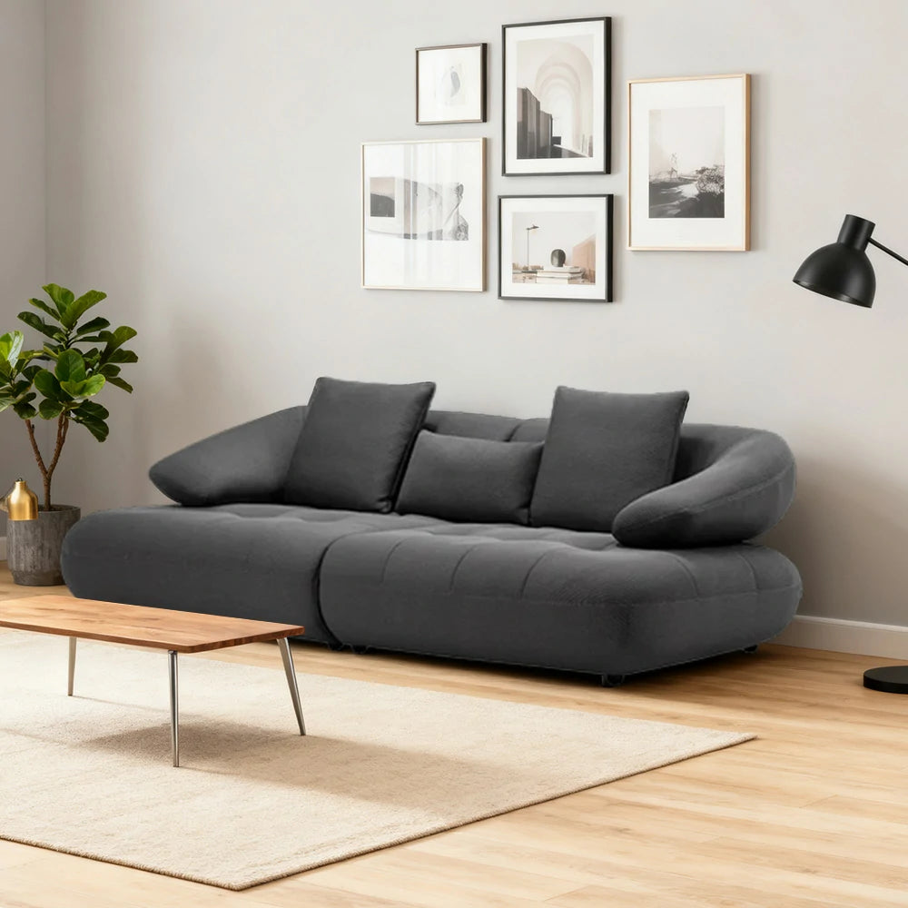 LUXORA Sofa Adjustable Seat Depth 3D Breathable Fabric Wrap-Around Comfort Design - Grey