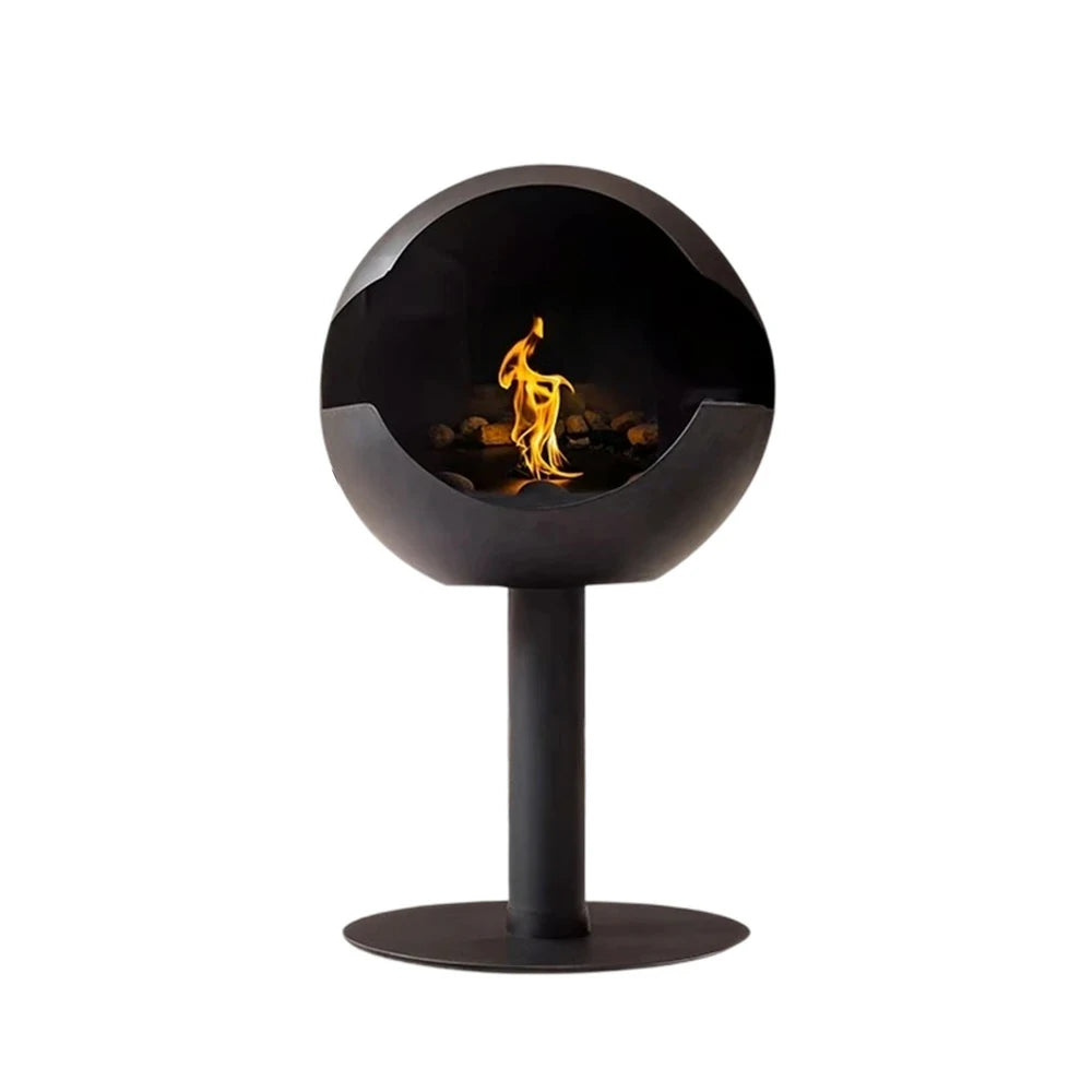 LIVARA Spherical Fireplace – 60cm/80cm Bio-Ethanol Fire Pit, High-Temperature Stainless Steel, 360° Flame View, Eco-Friendly Clean Burning, Modern Design
