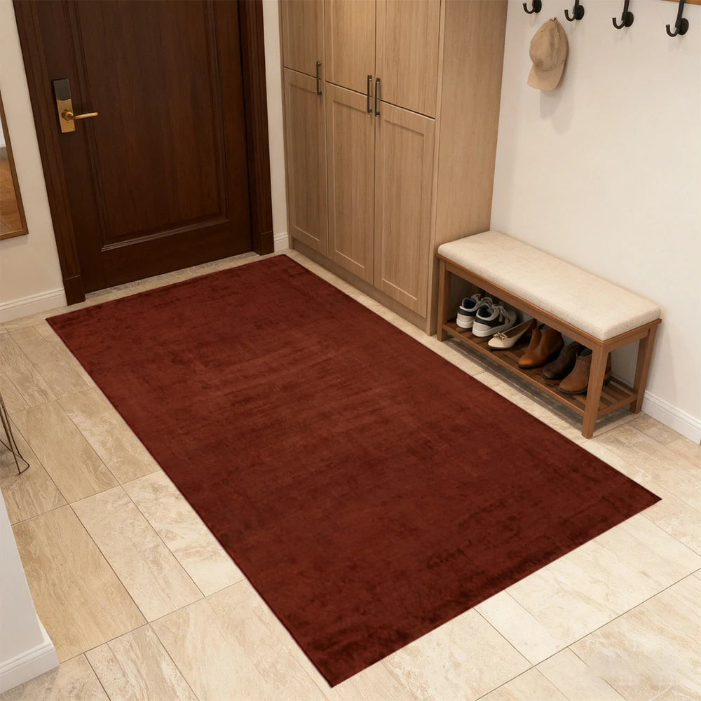 LUXORA 160/200cm Square Floor Rugs Handwoven Soft Rebound Traditional Weave Timeless Design Multi Space Use - Rust Red