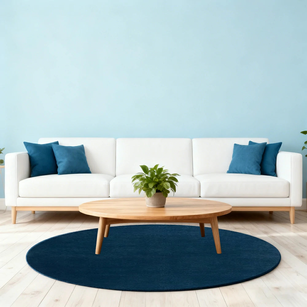LUXORA 200/250cm Round Floor Rugs Handwoven Soft Rebound Traditional Weave Timeless Design Multi Space Use - Prussia Blue