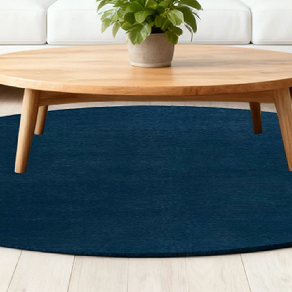 LUXORA 200/250cm Round Floor Rugs Handwoven Soft Rebound Traditional Weave Timeless Design Multi Space Use - Prussia Blue