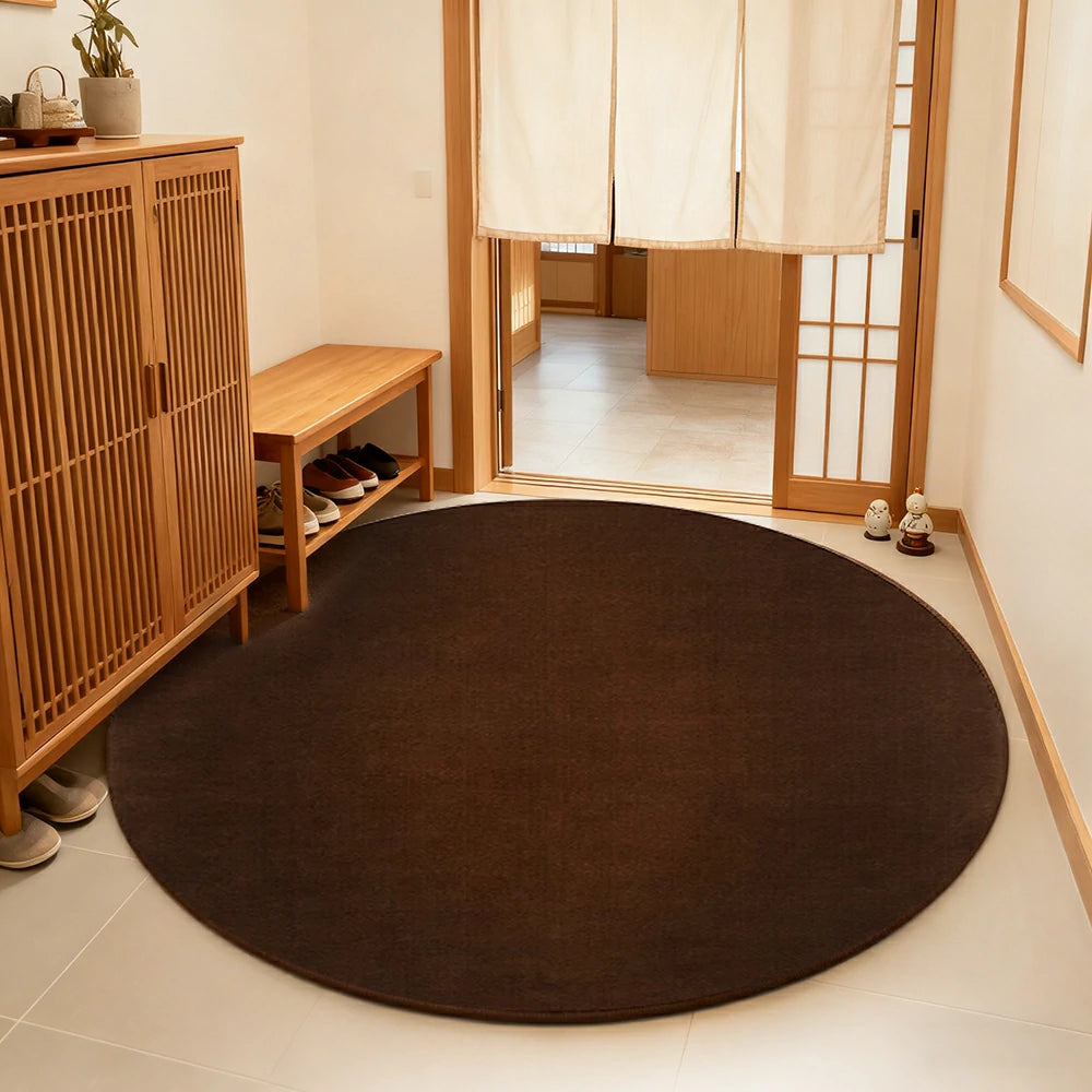 LUXORA 200/250cm Round Floor Rugs Handwoven Soft Rebound Traditional Weave Timeless Design Multi Space Use - Andorra Brown