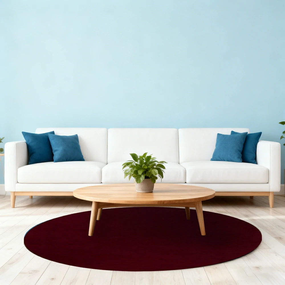 LUXORA 200/250cm Round Floor Rugs Handwoven Soft Rebound Traditional Weave Timeless Design Multi Space Use - Melno Wine