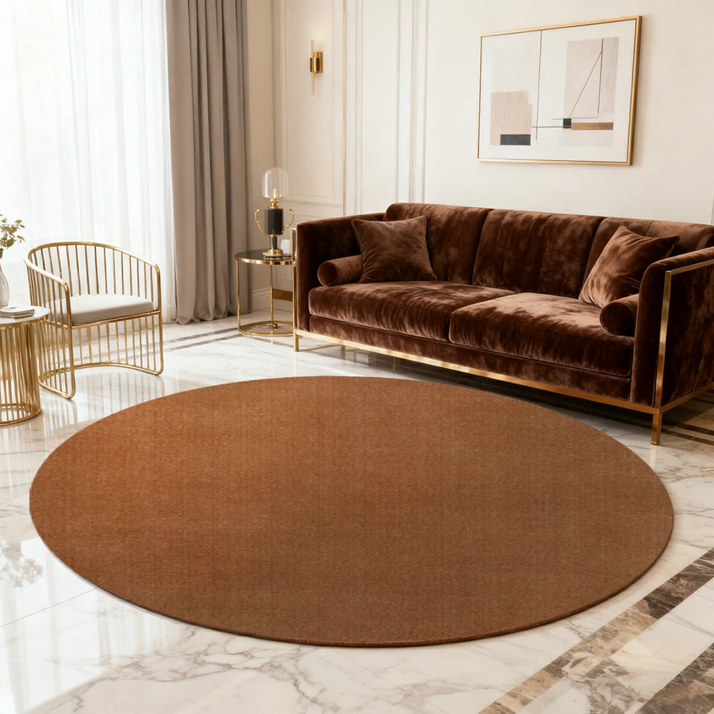 LUXORA 200/250cm Round Floor Rugs Handwoven Soft Rebound Traditional Weave Timeless Design Multi Space Use - Chestnut Brown