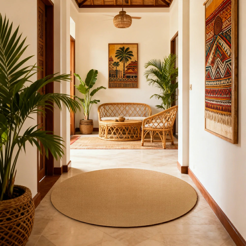 LUXORA 200/250cm Round Floor Rugs Handwoven Soft Rebound Traditional Weave Timeless Design Multi Space Use - Gold Brown