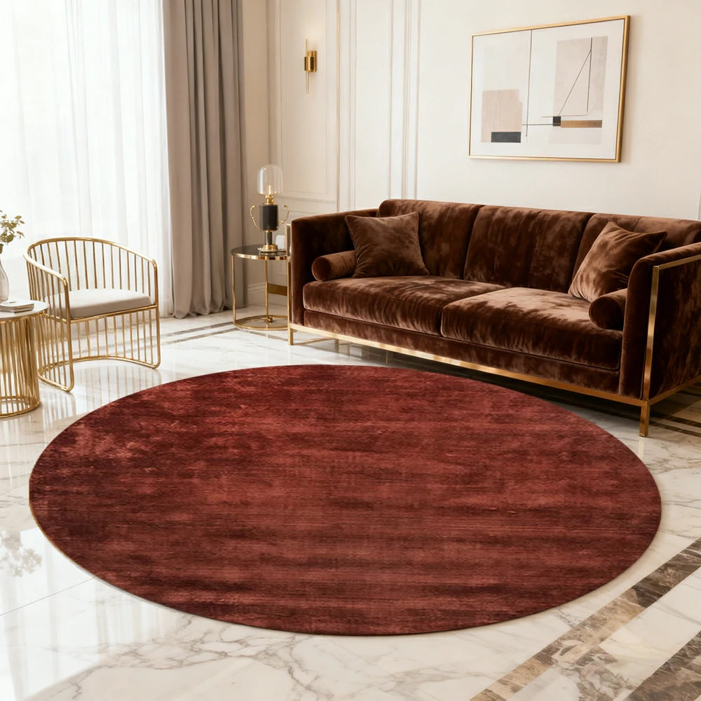 LUXORA 200/250cm Round Floor Rugs Handwoven Soft Rebound Traditional Weave Timeless Design Multi Space Use - Rust Red