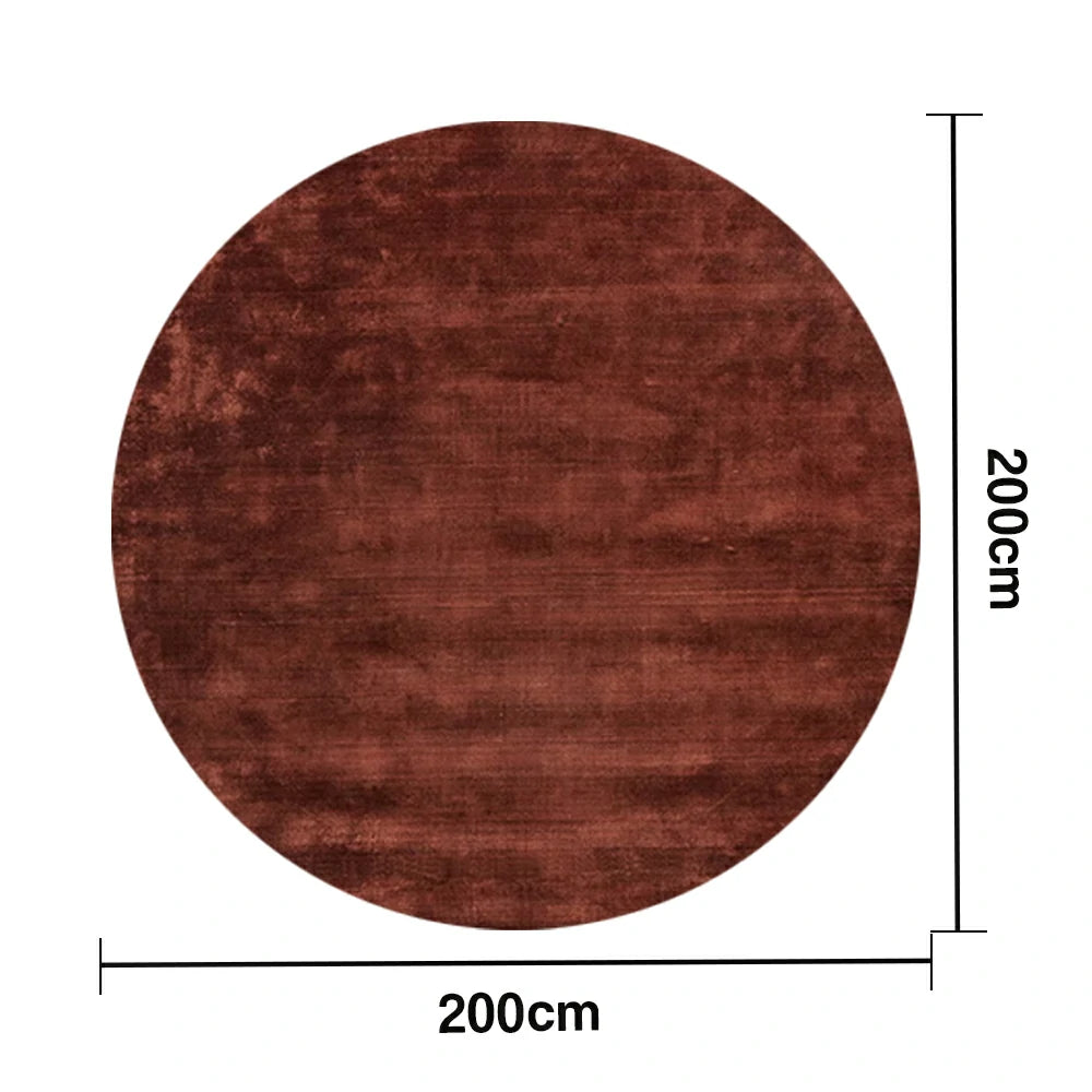 LUXORA 200/250cm Round Floor Rugs Handwoven Soft Rebound Traditional Weave Timeless Design Multi Space Use - Rust Red