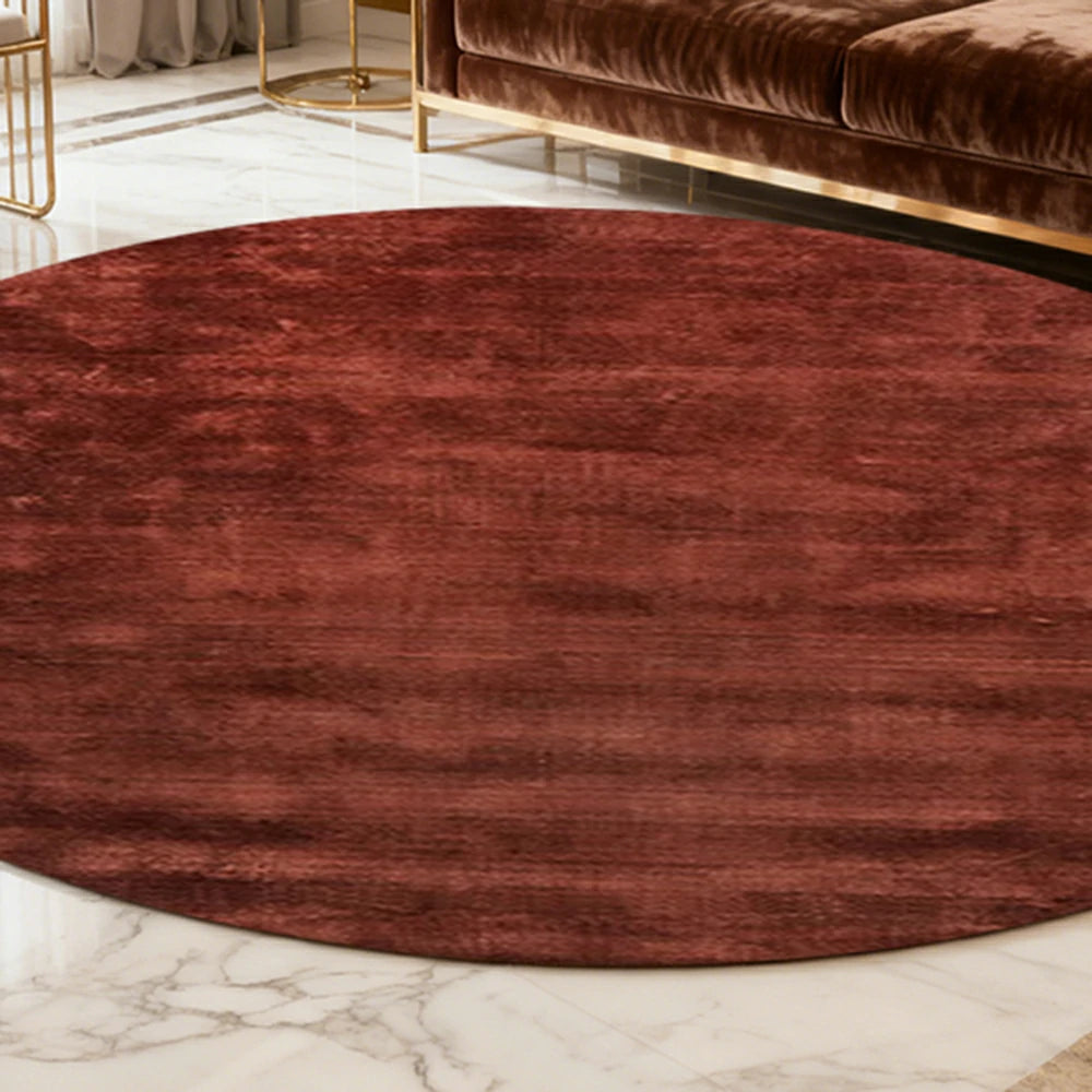 LUXORA 200/250cm Round Floor Rugs Handwoven Soft Rebound Traditional Weave Timeless Design Multi Space Use - Rust Red