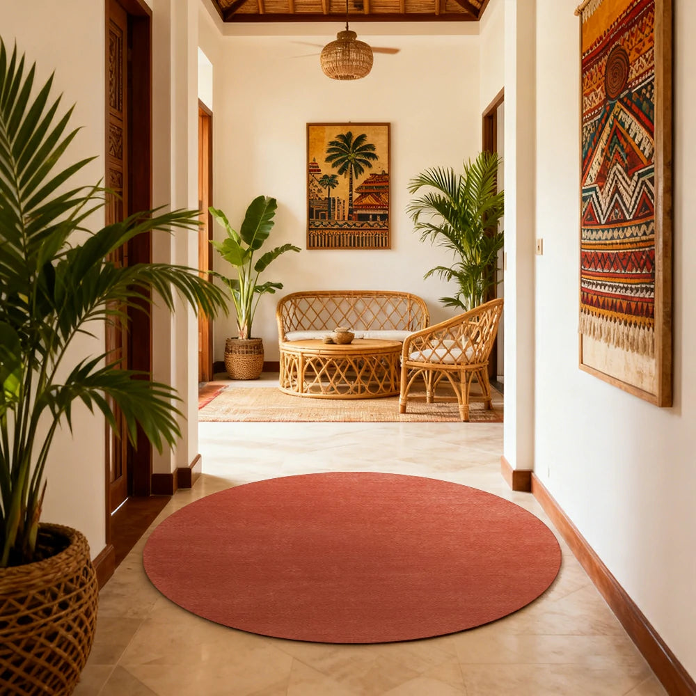 LUXORA 200/250cm Round Floor Rugs Handwoven Soft Rebound Traditional Weave Timeless Design Multi Space Use - British Red