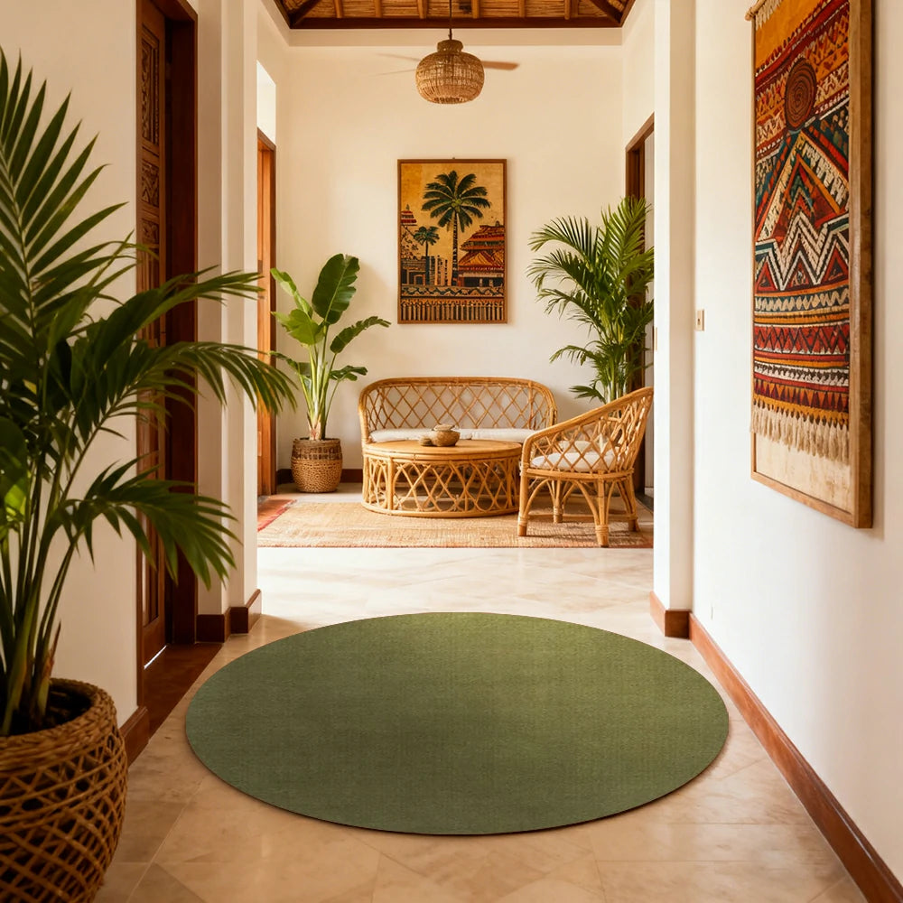 LUXORA 200/250cm Round Floor Rugs Handwoven Soft Rebound Traditional Weave Timeless Design Multi Space Use - Moss Green