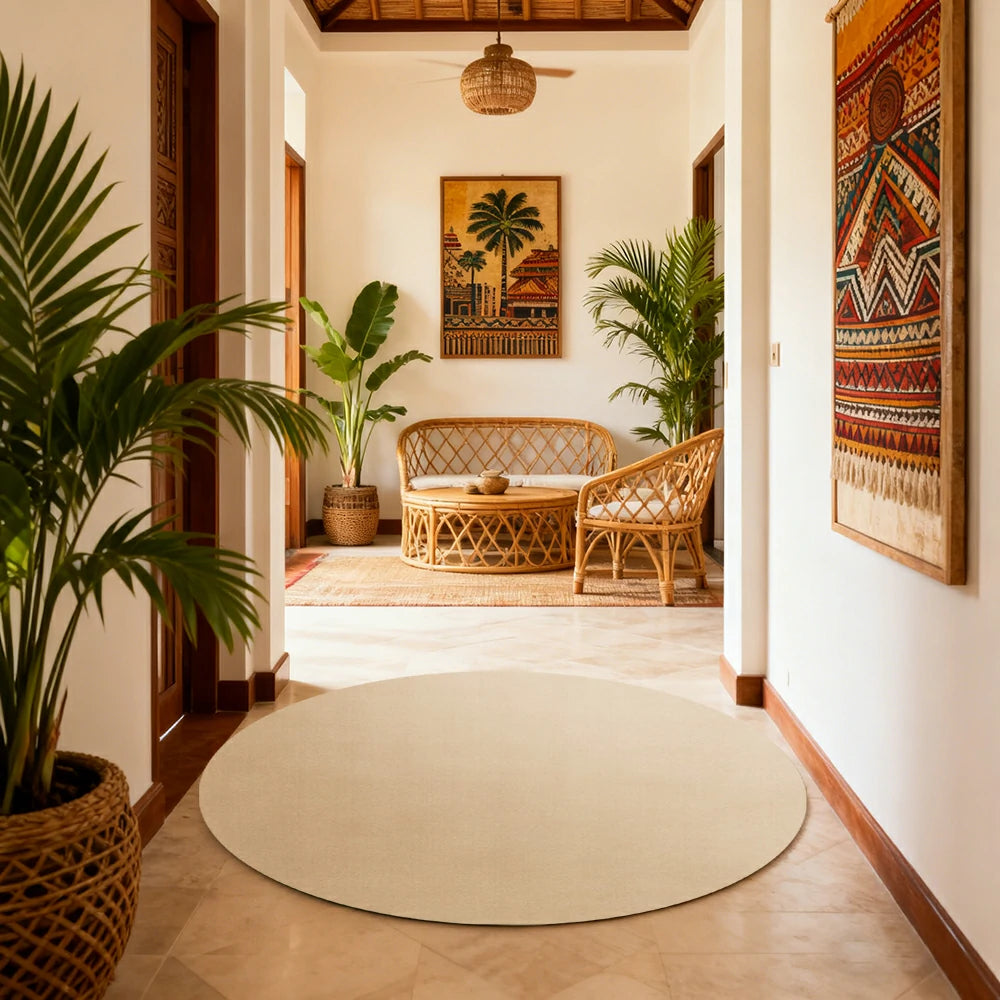 LUXORA 200/250cm Round Floor Rugs Handwoven Soft Rebound Traditional Weave Timeless Design Multi Space Use - Cuban Sand