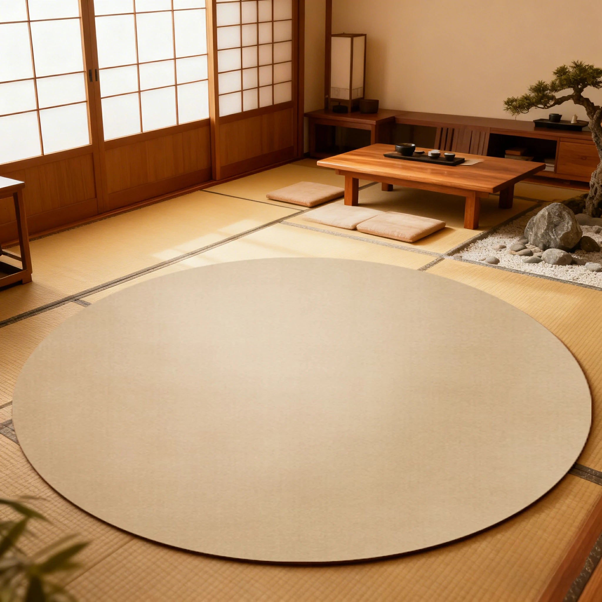 LUXORA 200/250cm Round Floor Rugs Handwoven Soft Rebound Traditional Weave Timeless Design Multi Space Use - Cuban Sand