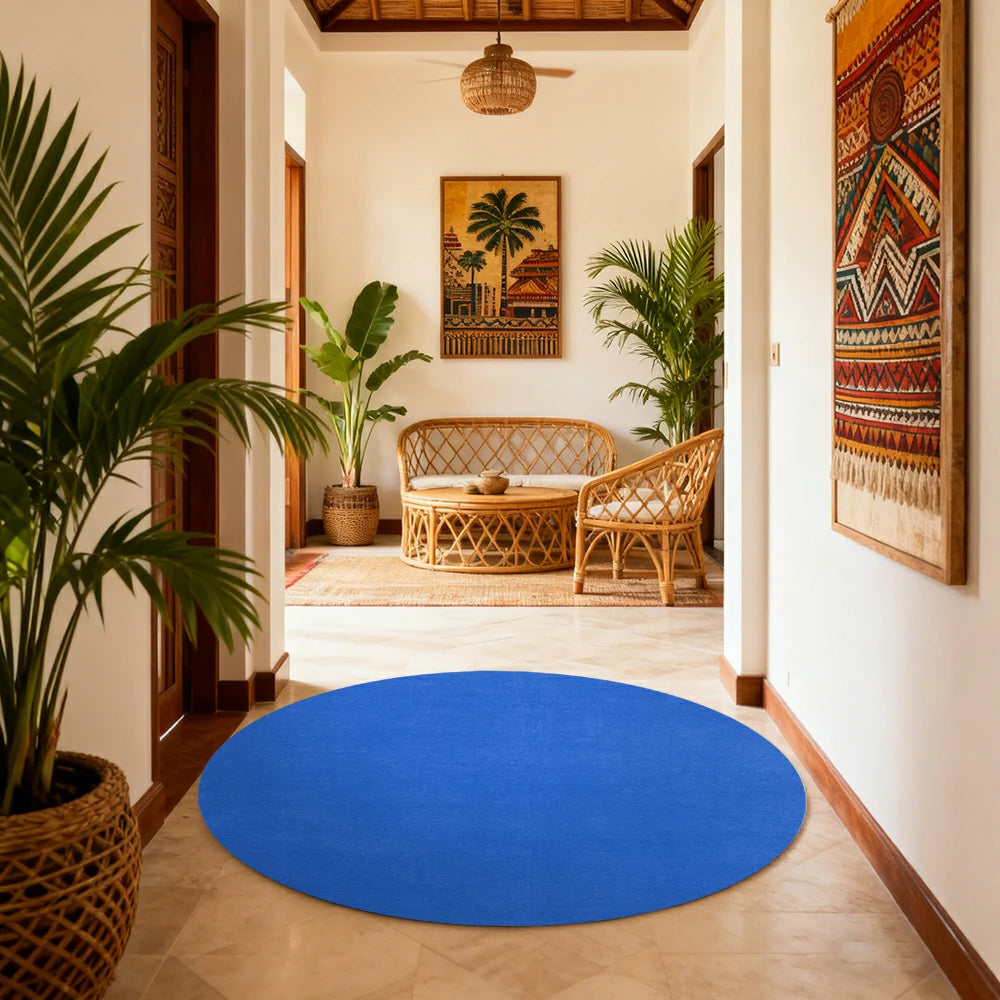 LUXORA 200/250cm Round Floor Rugs Handwoven Soft Rebound Traditional Weave Timeless Design Multi Space Use - Klein Blue