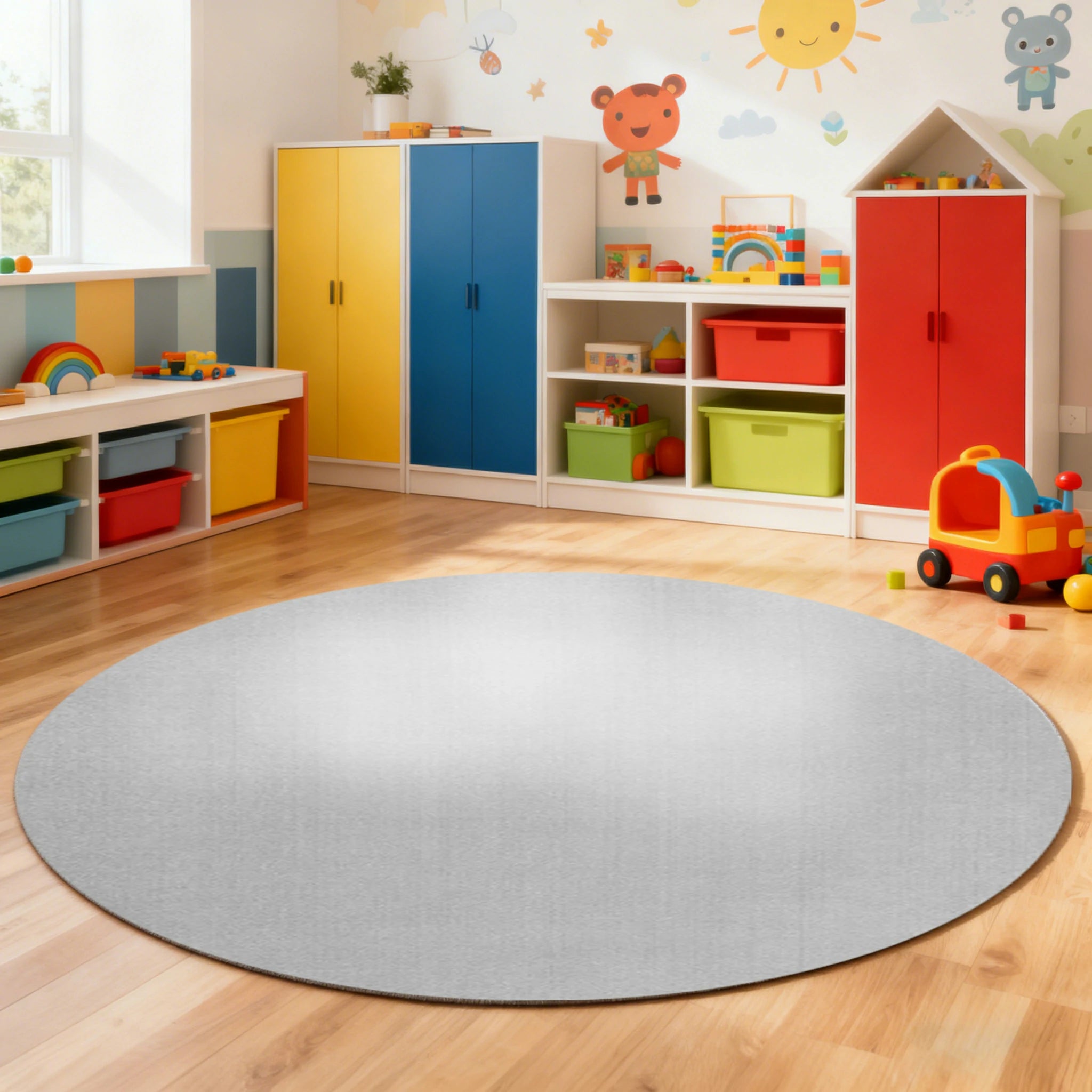 LUXORA 200/250cm Round Floor Rugs Handwoven Soft Rebound Traditional Weave Timeless Design Multi Space Use - Silver