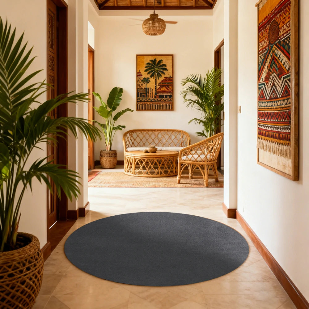 LUXORA 200/250cm Round Floor Rugs Handwoven Soft Rebound Traditional Weave Timeless Design Multi Space Use - Grey