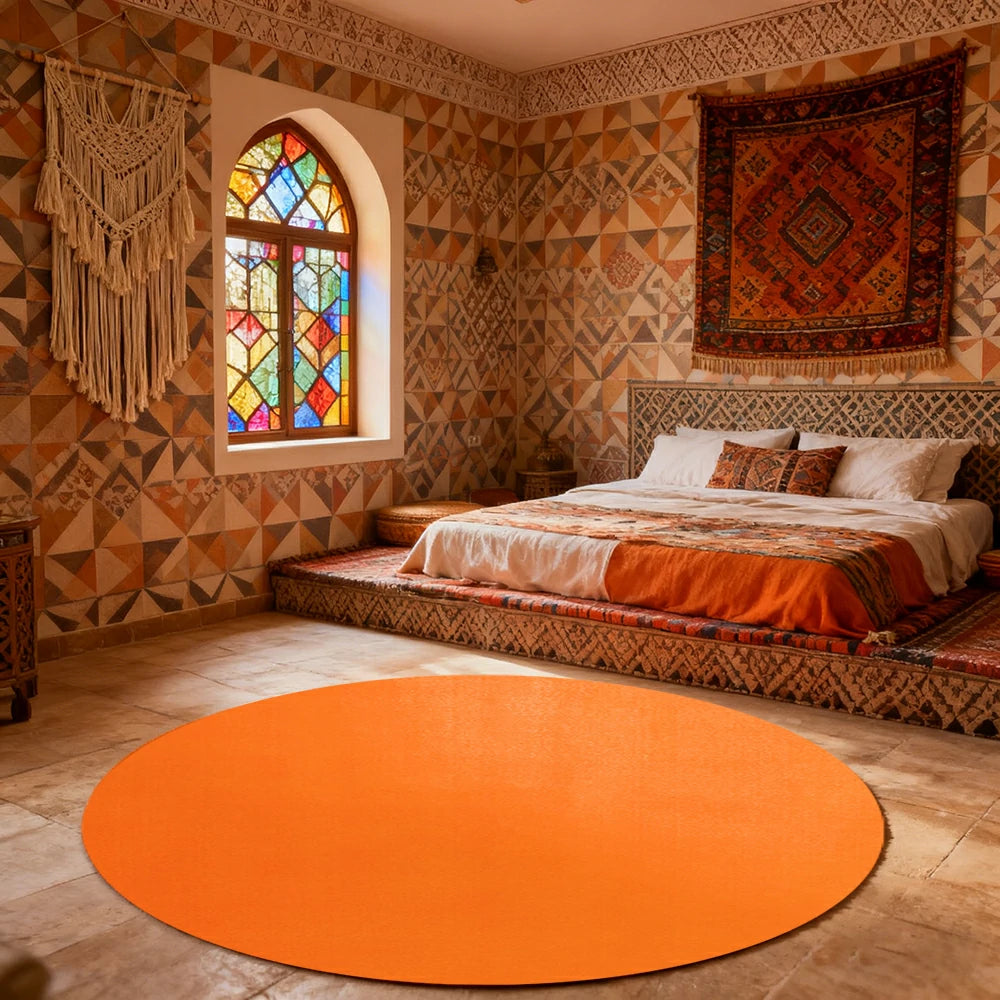 LUXORA 200/250cm Round Floor Rugs Handwoven Soft Rebound Traditional Weave Timeless Design Multi Space Use - Orange