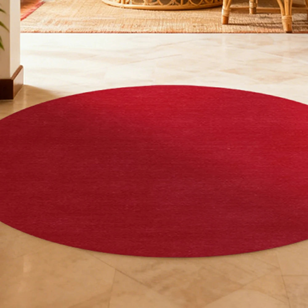 LUXORA 200/250cm Round Floor Rugs Handwoven Soft Rebound Traditional Weave Timeless Design Multi Space Use - Burgundy Red