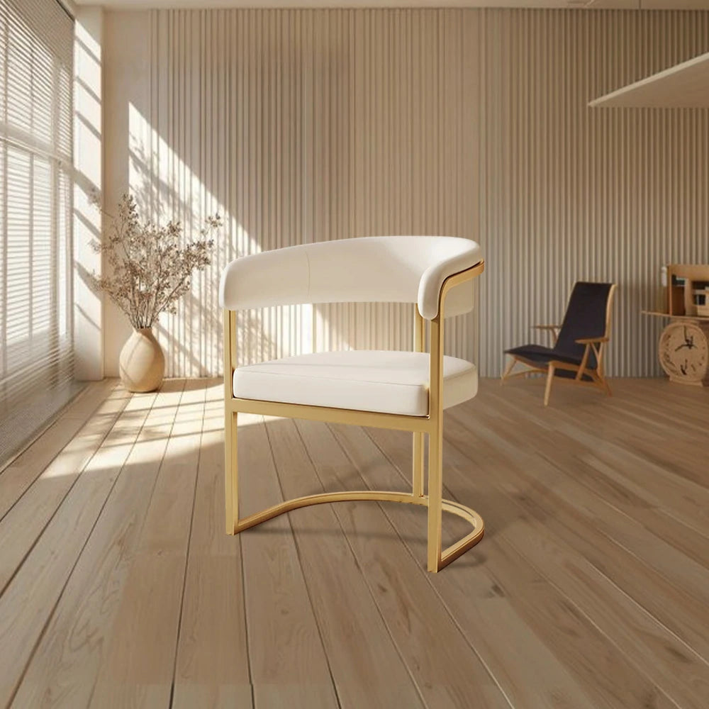 LIVARA Italian Light Luxury Guest Chair - White Leather Upholstery, Modern Elegant Design