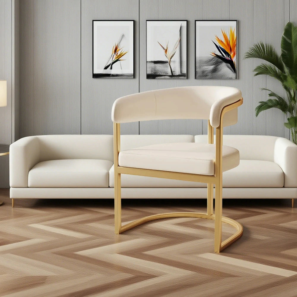 LIVARA Italian Light Luxury Guest Chair - White Leather Upholstery, Modern Elegant Design