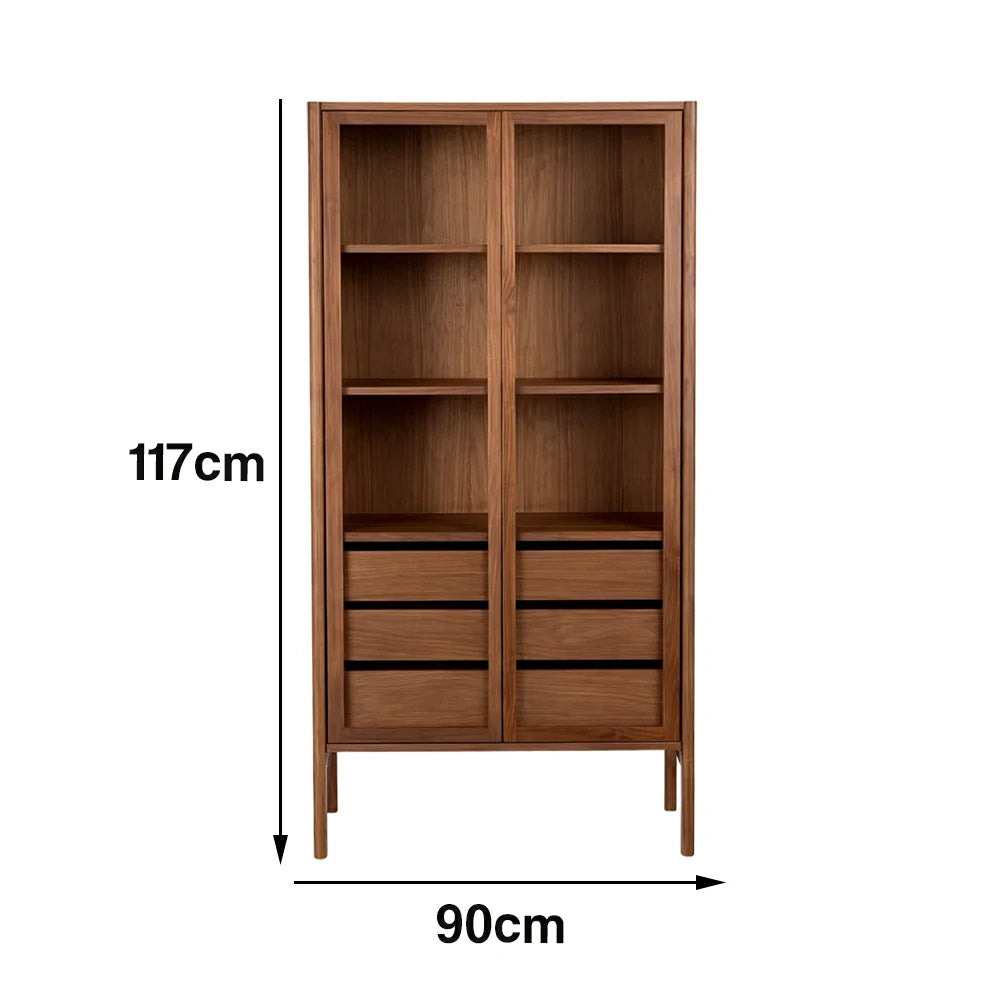 LUXORA Storage Cabinet - Natural Wood Grain, Sturdy High-Foot Design, Symmetrical Structure, Easy-to-Clean, Ideal for Living Room, Study, Bedroom - Walnut