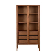 LUXORA Storage Cabinet - Natural Wood Grain, Sturdy High-Foot Design, Symmetrical Structure, Easy-to-Clean, Ideal for Living Room, Study, Bedroom - Walnut