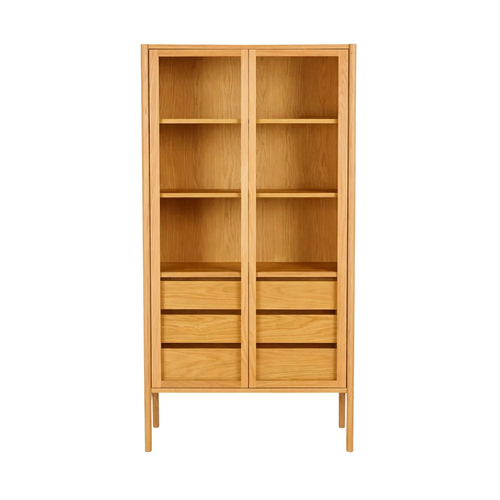 LUXORA Storage Cabinet - Natural Wood Grain, Sturdy High-Foot Design, Symmetrical Structure, Easy-to-Clean, Ideal for Living Room, Study, Bedroom - Wood