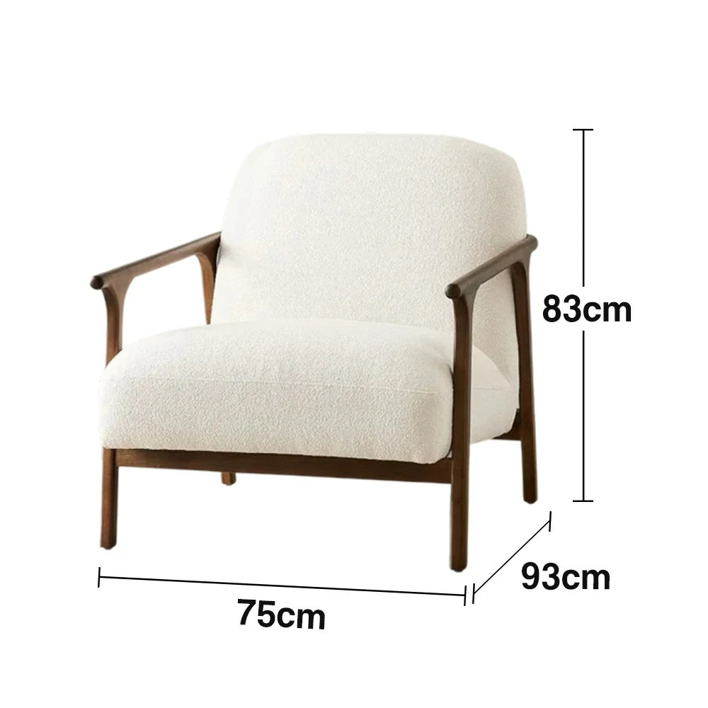 LUXORA Lounge Chair Deep Seat Design Cotton-Linen Upholstery Relaxed Comfort Modern Style - White