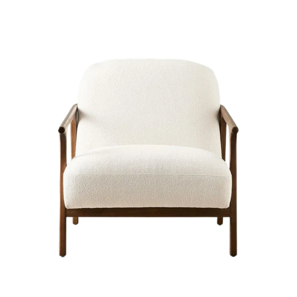 LUXORA Lounge Chair Deep Seat Design Cotton-Linen Upholstery Relaxed Comfort Modern Style - White