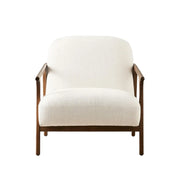 LUXORA Lounge Chair Deep Seat Design Cotton-Linen Upholstery Relaxed Comfort Modern Style - White