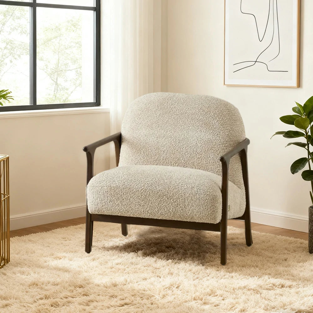 LUXORA Lounge Chair Deep Seat Design Cotton-Linen Upholstery Relaxed Comfort Modern Style - Beige