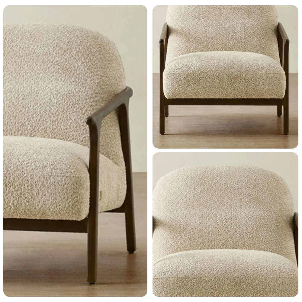 LUXORA Lounge Chair Deep Seat Design Cotton-Linen Upholstery Relaxed Comfort Modern Style - Beige