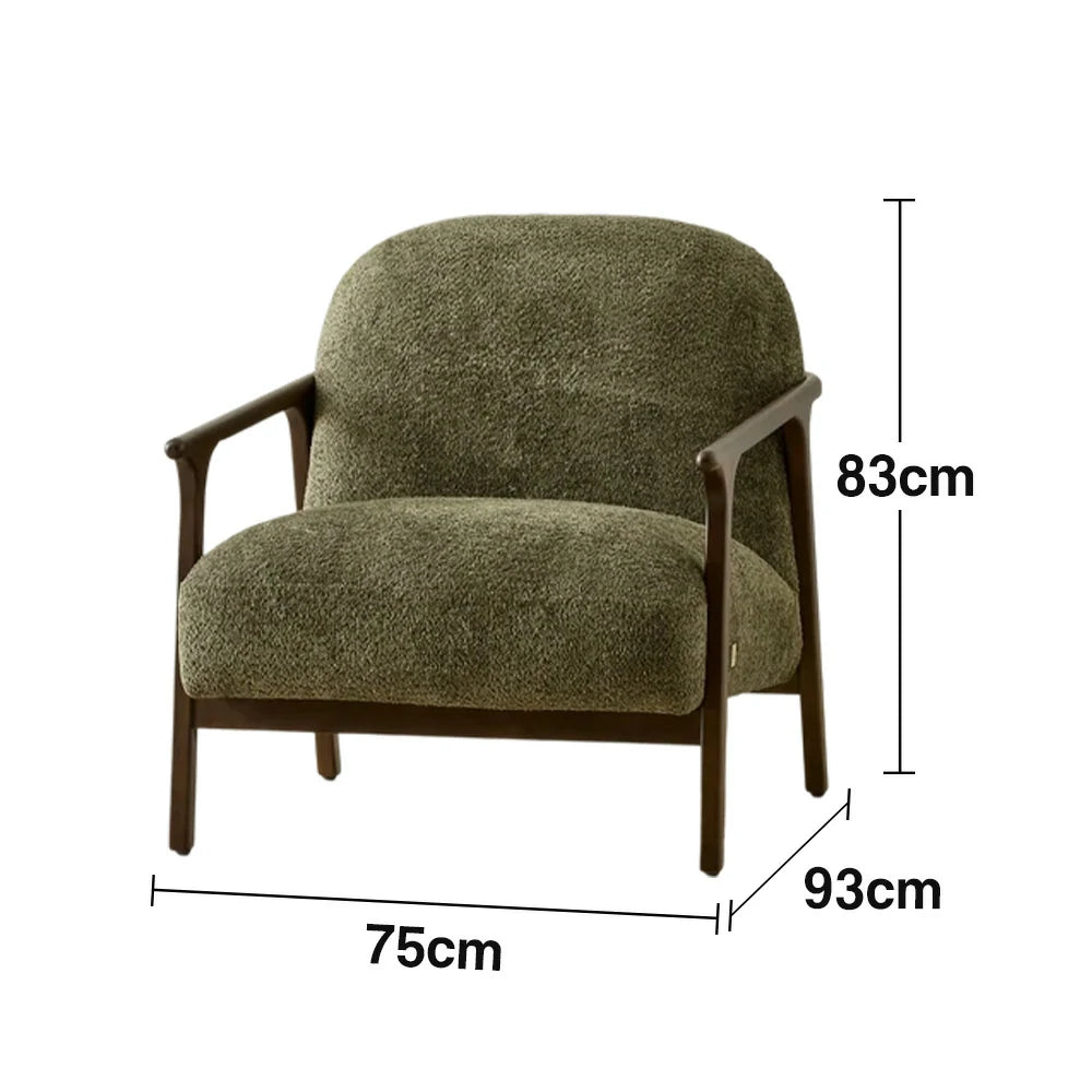 LUXORA Lounge Chair Deep Seat Design Cotton-Linen Upholstery Relaxed Comfort Modern Style - Green