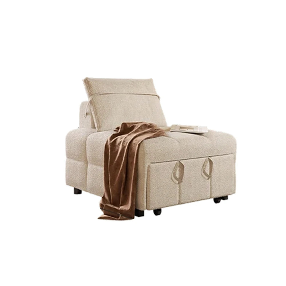 LIVARA 85/105cm Convertible Sherpa Sofa Bed, 3-in-1 Single Sleeper Chair, Ergonomic Support, Space-Saving Design for Small Homes - Cream