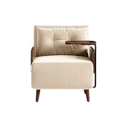 LUXORA Modern Cat-Scratch Fabric Armchair, Solid Walnut Wood Frame, Compact Single Sofa for Small Spaces - White