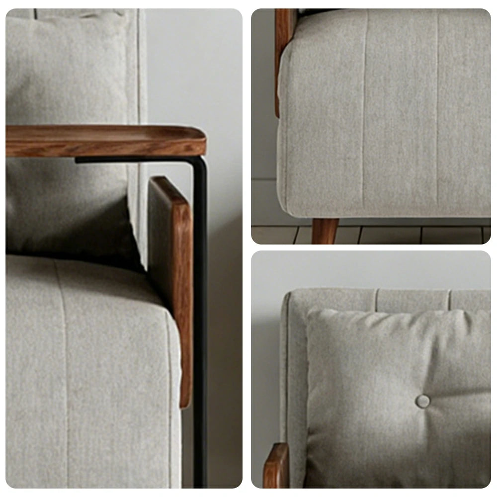 LUXORA Modern Cat-Scratch Fabric Armchair, Solid Walnut Wood Frame, Compact Single Sofa for Small Spaces - Grey
