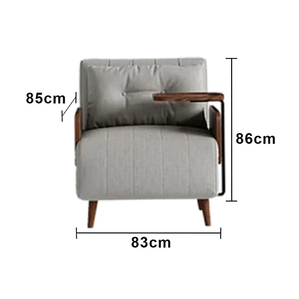 LUXORA Modern Cat-Scratch Fabric Armchair, Solid Walnut Wood Frame, Compact Single Sofa for Small Spaces - Grey