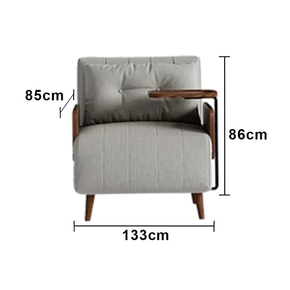 LUXORA Modern Cat-Scratch Fabric Armchair, Solid Walnut Wood Frame, Compact Single Sofa for Small Spaces - Grey