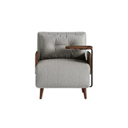 LUXORA Modern Cat-Scratch Fabric Armchair, Solid Walnut Wood Frame, Compact Single Sofa for Small Spaces - Grey