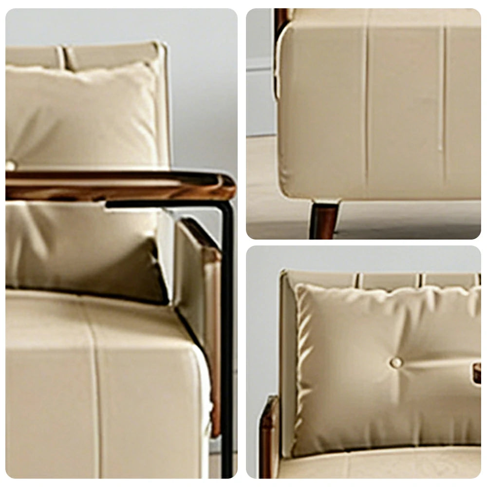 LUXORA Modern Cat-Scratch Fabric Armchair, Solid Walnut Wood Frame, Compact Single Sofa for Small Spaces - Khaki