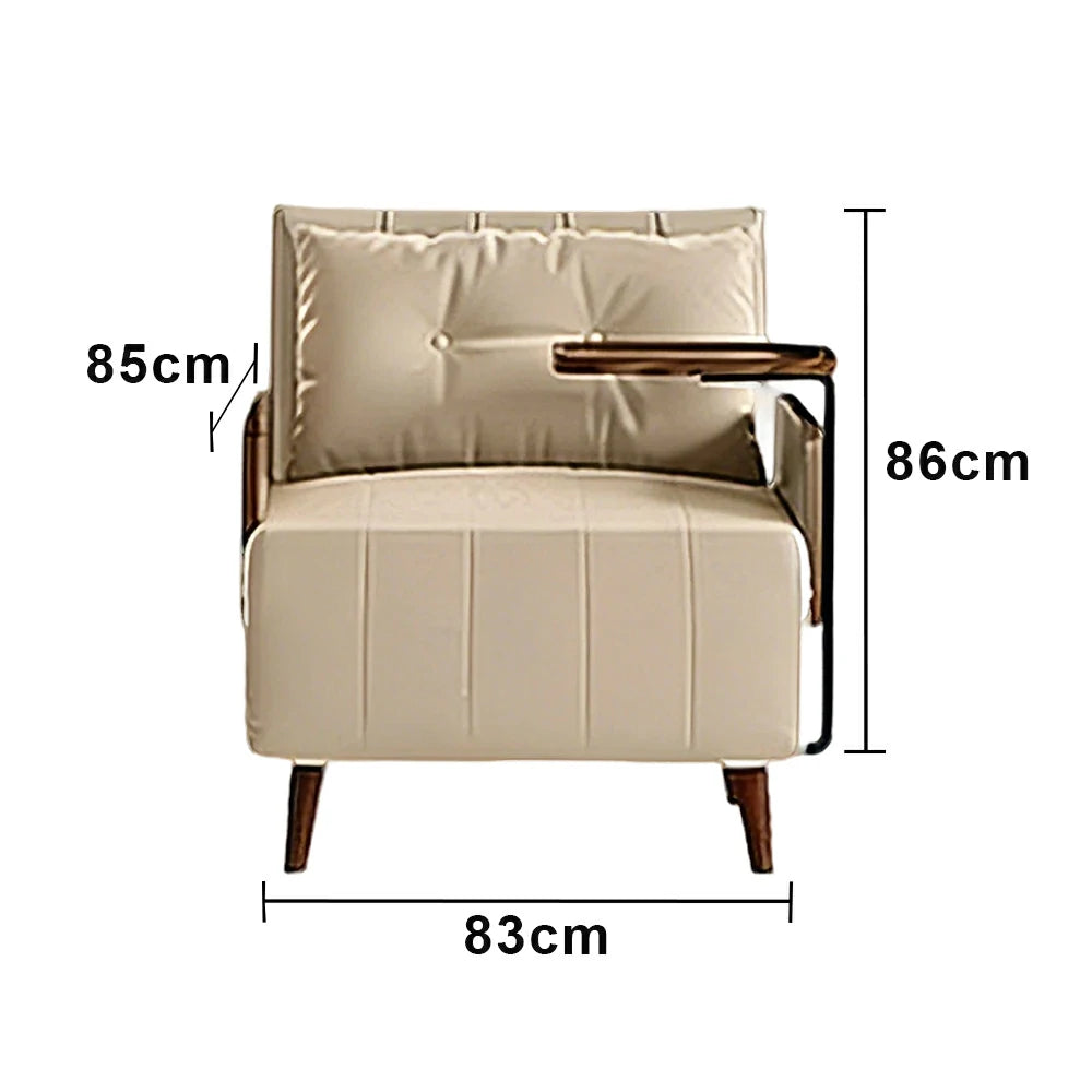 LUXORA Modern Cat-Scratch Fabric Armchair, Solid Walnut Wood Frame, Compact Single Sofa for Small Spaces - Khaki