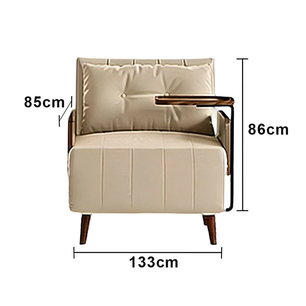 LUXORA Modern Cat-Scratch Fabric Armchair, Solid Walnut Wood Frame, Compact Single Sofa for Small Spaces - Khaki