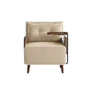 LUXORA Modern Cat-Scratch Fabric Armchair, Solid Walnut Wood Frame, Compact Single Sofa for Small Spaces - Khaki