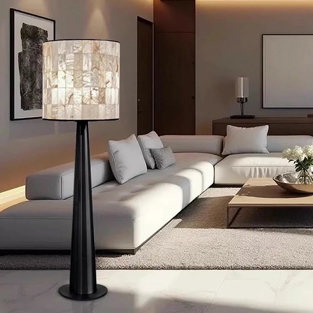 LUXORA Floor Lamp Soft Ambient Lighting Marble Shade Metal Body Weighted Base Artistic Design