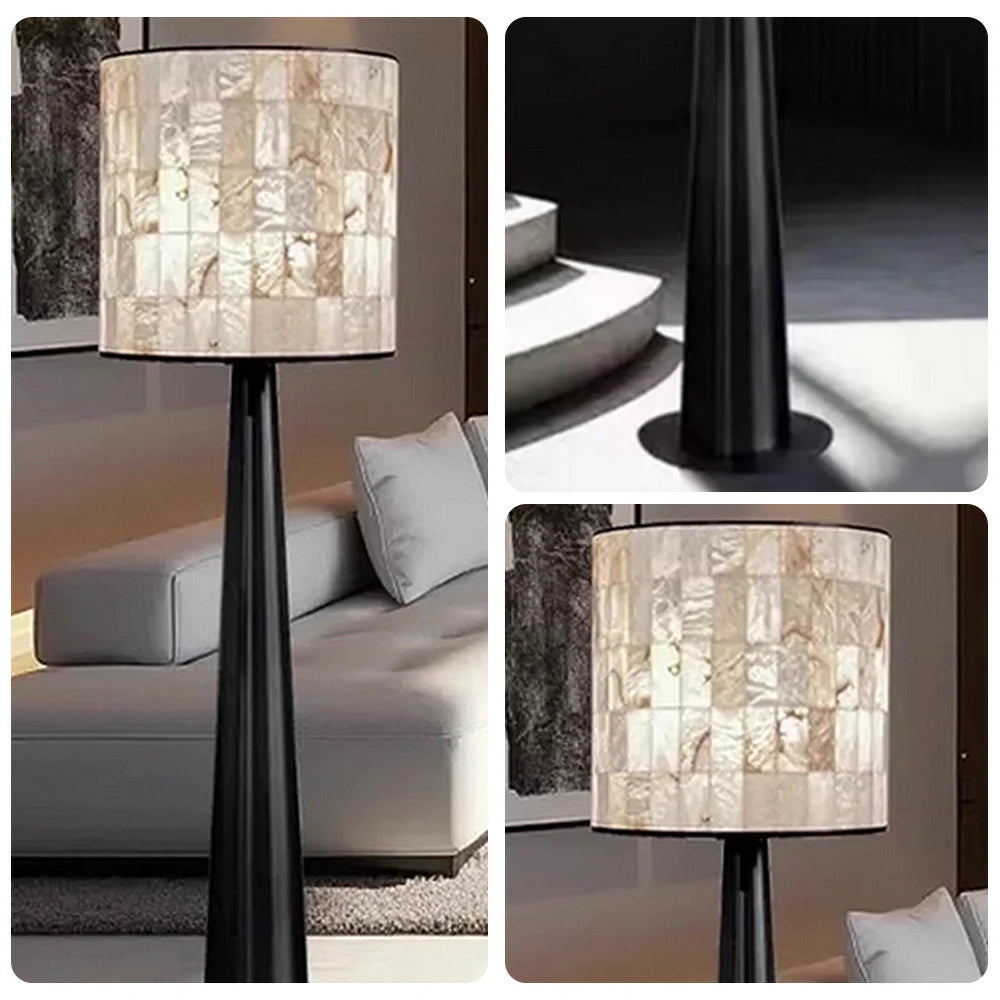 LUXORA Floor Lamp Soft Ambient Lighting Marble Shade Metal Body Weighted Base Artistic Design