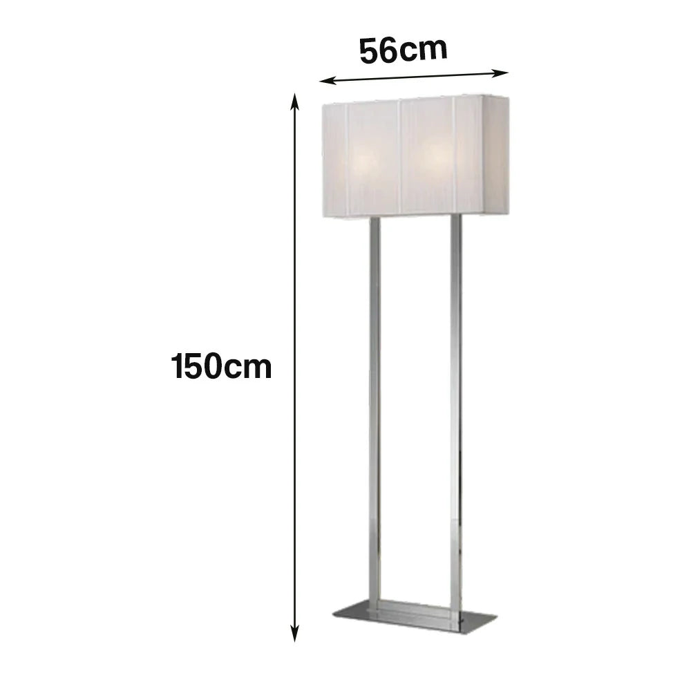 LUXORA Floor Lamp Soft Ambient Lighting White Shade Silver Base Metal Frame Hand-Crafted Wire Design