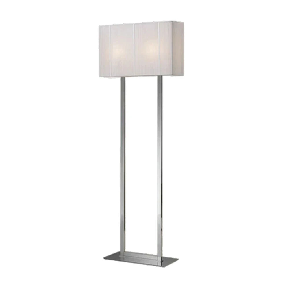 LUXORA Floor Lamp Soft Ambient Lighting White Shade Silver Base Metal Frame Hand-Crafted Wire Design