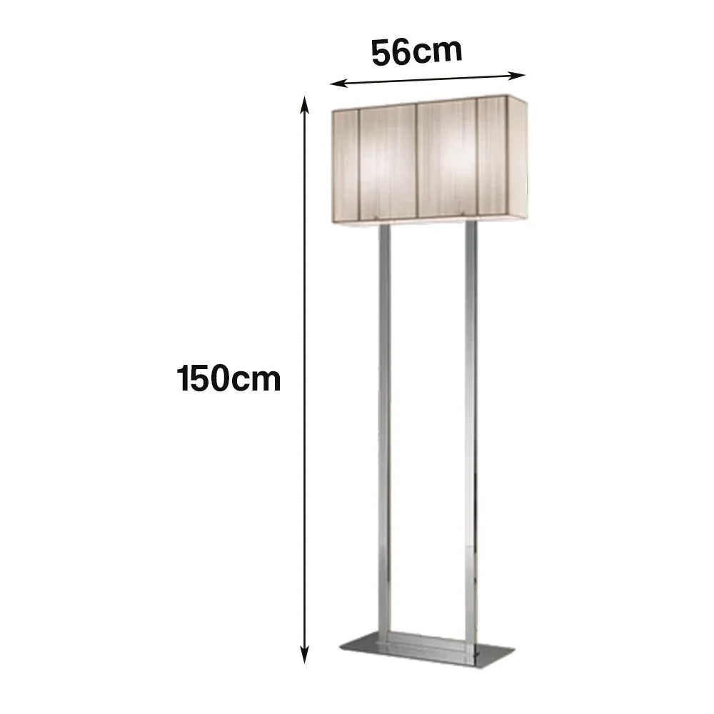 LUXORA Floor Lamp Soft Ambient Lighting Beige Shade Silver Base Metal Frame Hand-Crafted Wire Design