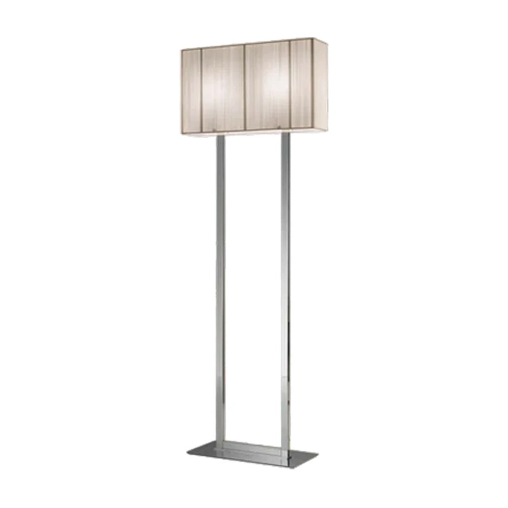 LUXORA Floor Lamp Soft Ambient Lighting Beige Shade Silver Base Metal Frame Hand-Crafted Wire Design